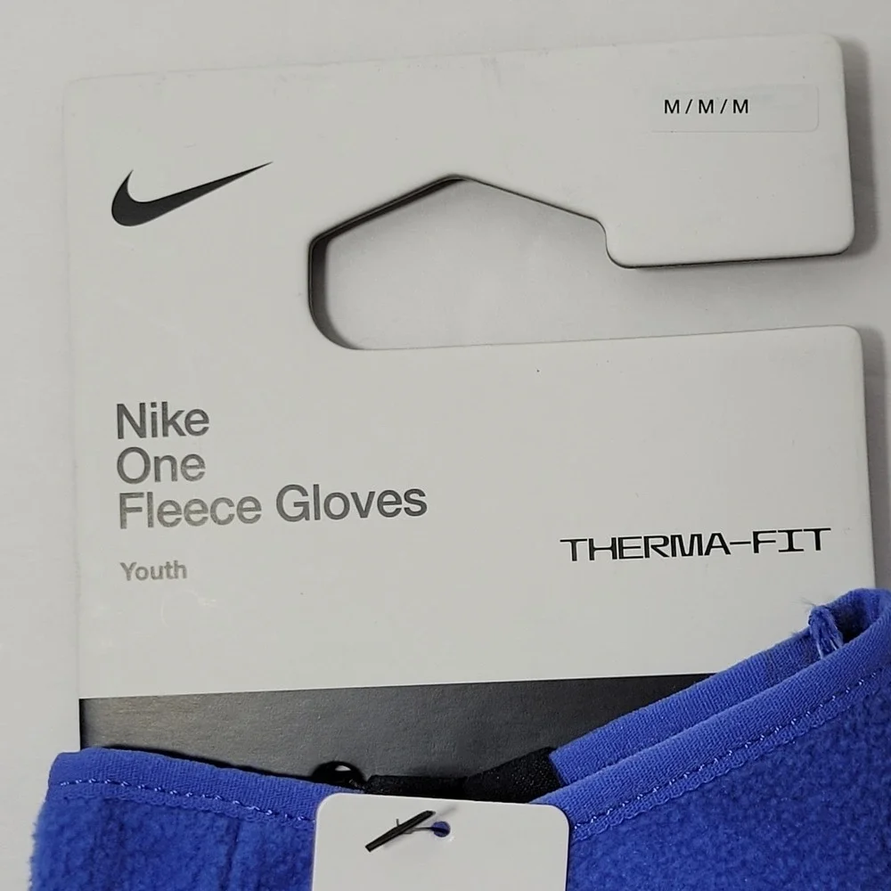 Nike One Fleece Gloves Youth Kids Medium‎ Blue Therma-FIT Touchscreen Compatible